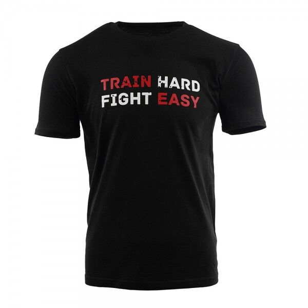 Black T-Shirt with Slogan "Train hard. Fight easy."